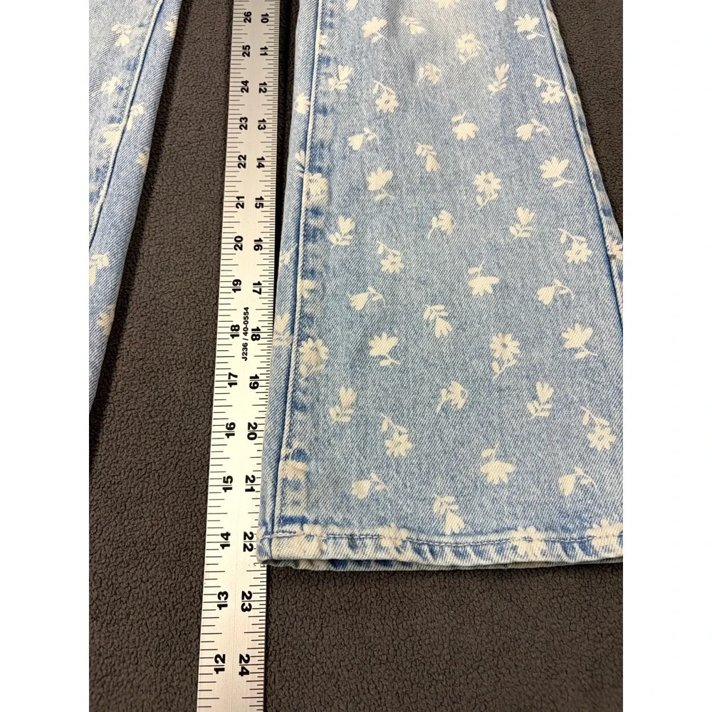 Old Navy High Rise Flare Jeans Girls 10 Plus Blue Floral Denim Cotton Stretch
